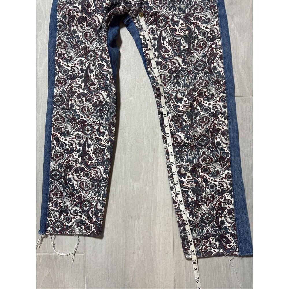 Levi’s Wedgie Straight  Jeans Patched  Paisley Button Fly Womens 26 - Picture 7 of 10